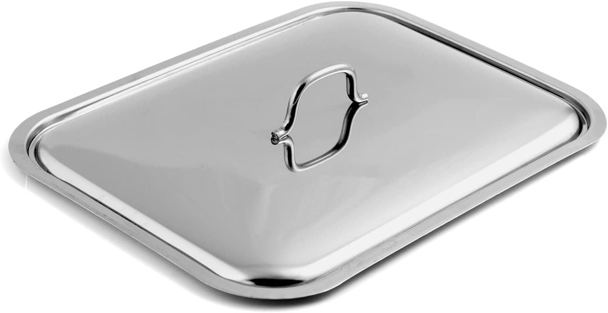 Rechthoekig Deksel - Keukengerei Accessoire - Koken en Bakken - Gehard Glas - 25x18 Cm - Wit