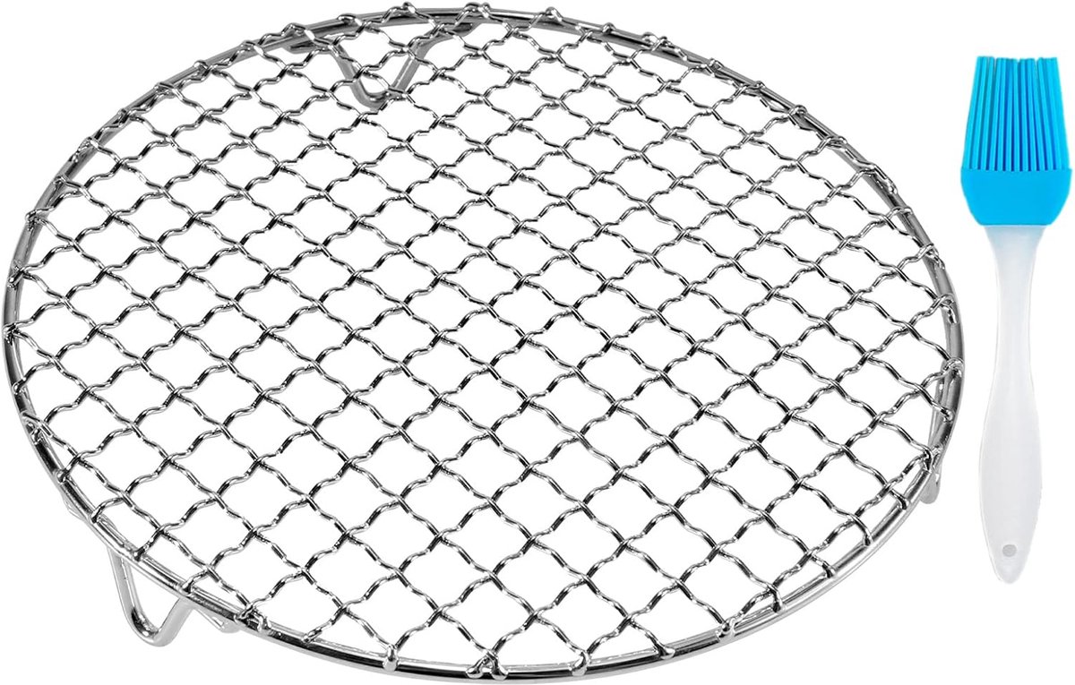 RVS Bakrek - Grill Rooster - Koelen en Grillen - Met 3 Poten - 35 cm Diameter - Zilver