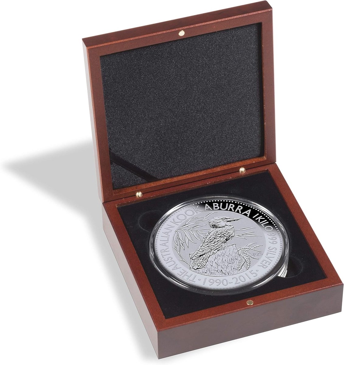 Muntendoos - Verzamelkist - Muntencapsules Opbergen - Mahonie Houtnerf - 15x15cm Buitenmaat - Bruin