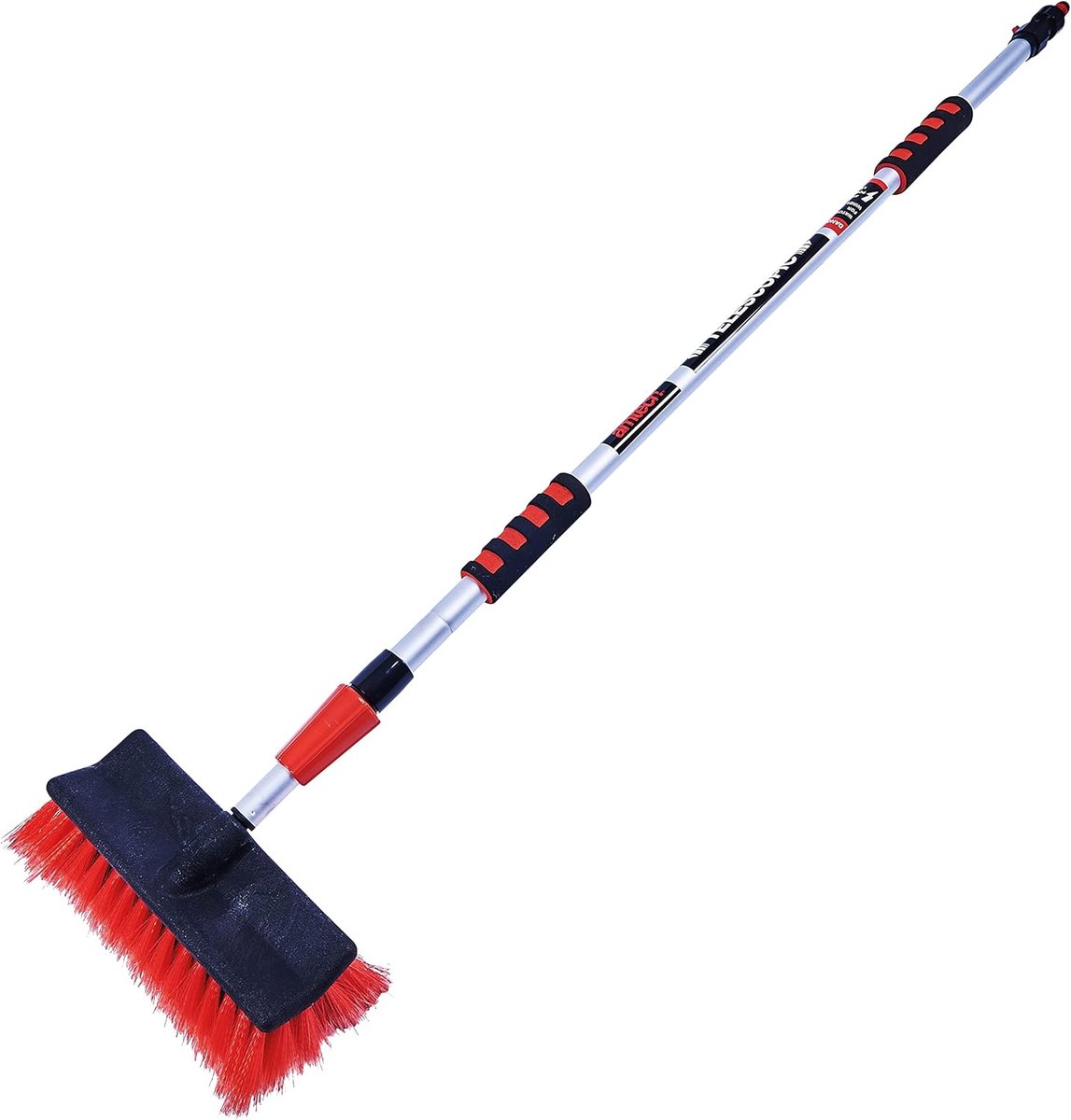 Reinigingsborstel Ramen - Telescopische Schoonmaker - Auto Exterieur Reinigen - Uitschuifbaar tot 2 meter - 135 cm Lengte - Zilver