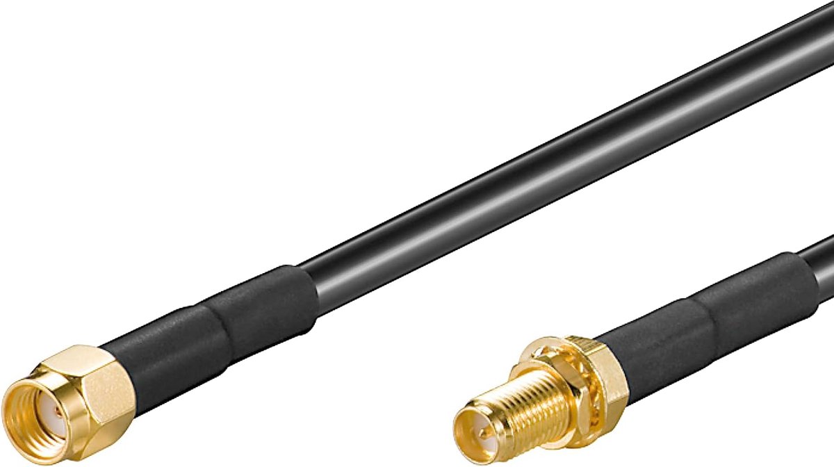 Antenneverlengkabel - WLAN kabel - Signaalverbetering - Vergulde connectoren - 2 meter - zwart