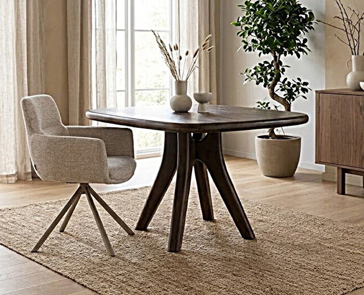 MySons Eettafel Addo vierkant met ronde hoeken Mangohout 150x150x76 cm - Japandi - Espresso Brown Bruin