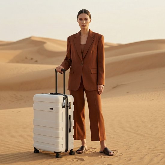 Handbagage koffer 55x40x20 - 43L - Spinner wielen - Lichtgewicht Trolley - TSA Slot - Norix - Sand White