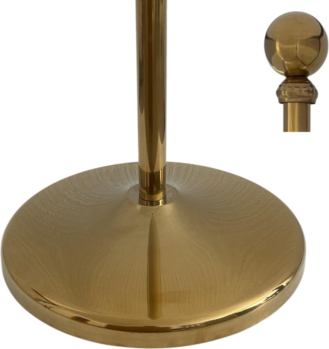 RVS Vlaggenstandaard Goud met Telescopische Mast tot 2,5 m – Ø360 mm Extra Zware Voet 3 kg – Indoor Kantoor & Instituut