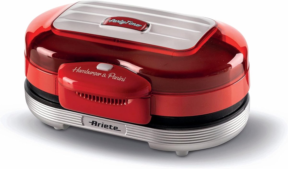 Hamburger Maker - Burger Machine - Feestjes Thuis - Dubbele Platen - 24x30x16.5 cm - Rood