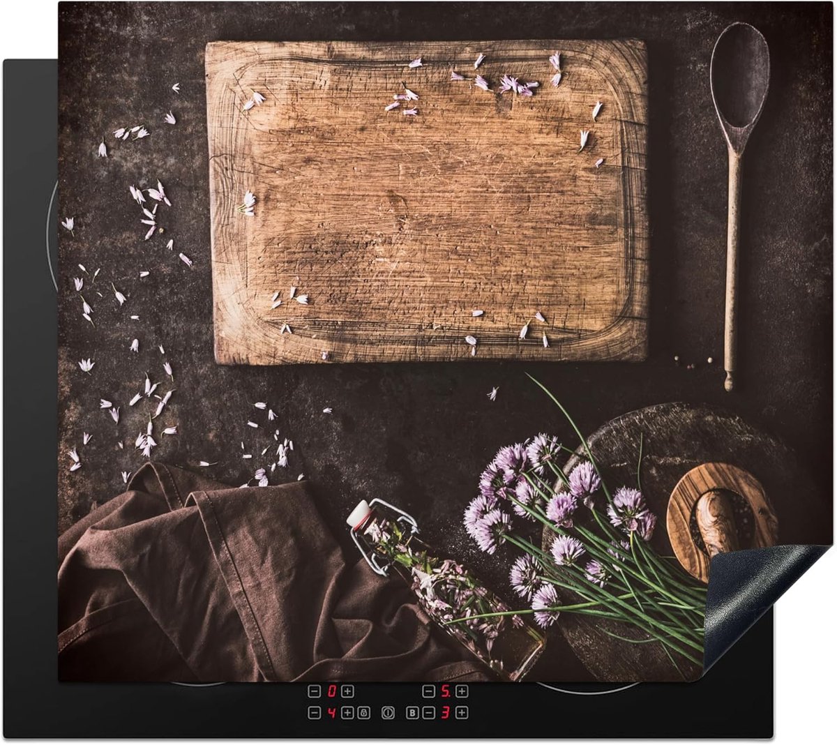 Inductie Beschermer - Kookplaat Mat - Keuken Decoratie - Anti Slip - 59x52 cm - Rustiek