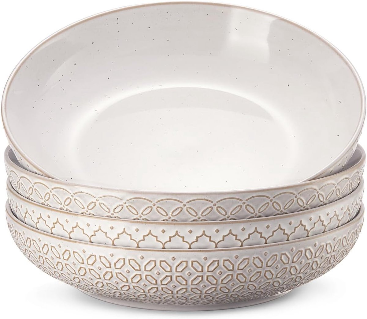 Grote Pastakommen Set - Salade Schalen - Dineren en Serveren - Vaatwasser Oven Magnetron - 24.5cm Diameter - Vintage Wit