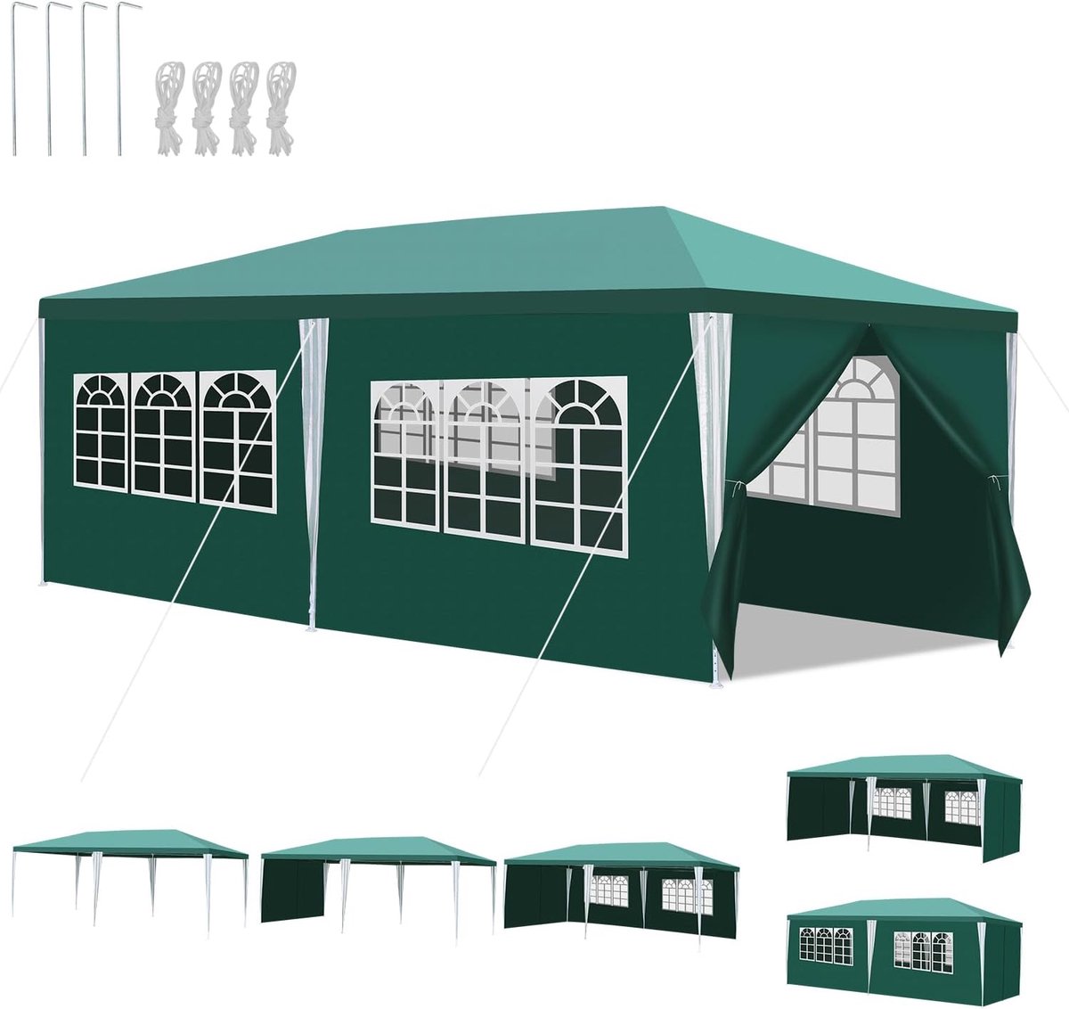 Partytent Paviljoen - Tuintent Feesttent - Buitenfeesten Tuinfeesten - Waterdicht UV-bestendig - 3 x 6 Meter - Groen