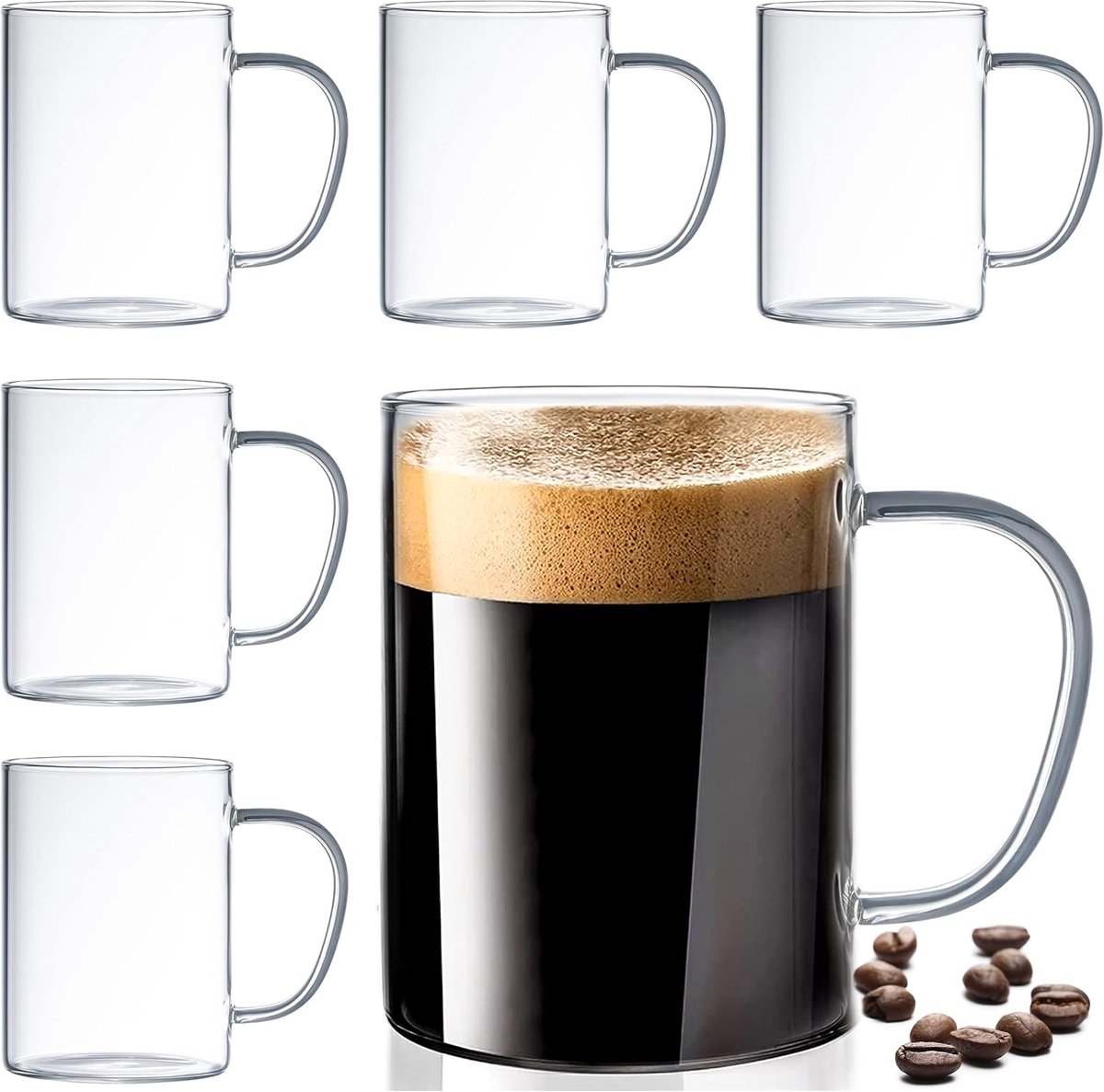 Thee- en Koffieglazen - Set van 6 - Warme Dranken - Hittebestendig Glas - 15 Ounces - Helder