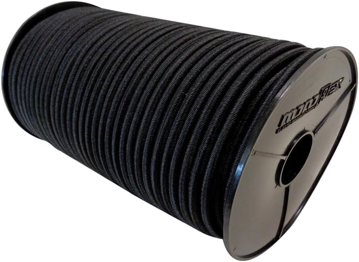 Rubberen Touw - Expander Koord - Zeilen Bevestigen - PE Beschermmantel - 10mm 15 Meter - Zwart
