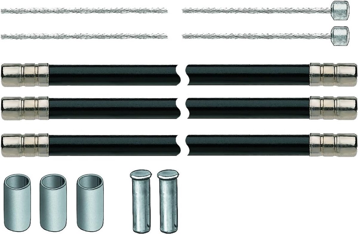 Schakelset Fiets - Versnellingskabel Set - Fiets Reparatie - Roestvrij Staal - 2x 500mm 1x 300mm - Zwart