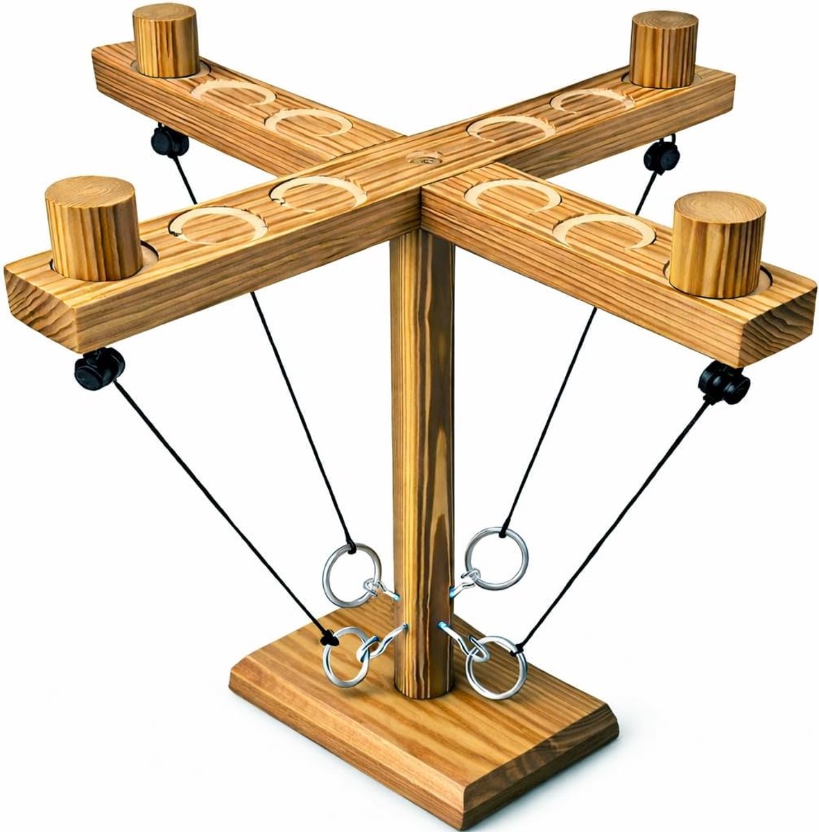 Ringwerpspel Hout - Buitenspel Tuinspel - Feest en Camping - Handcoördinatie Verbeterend - 30x30x33cm - Geel