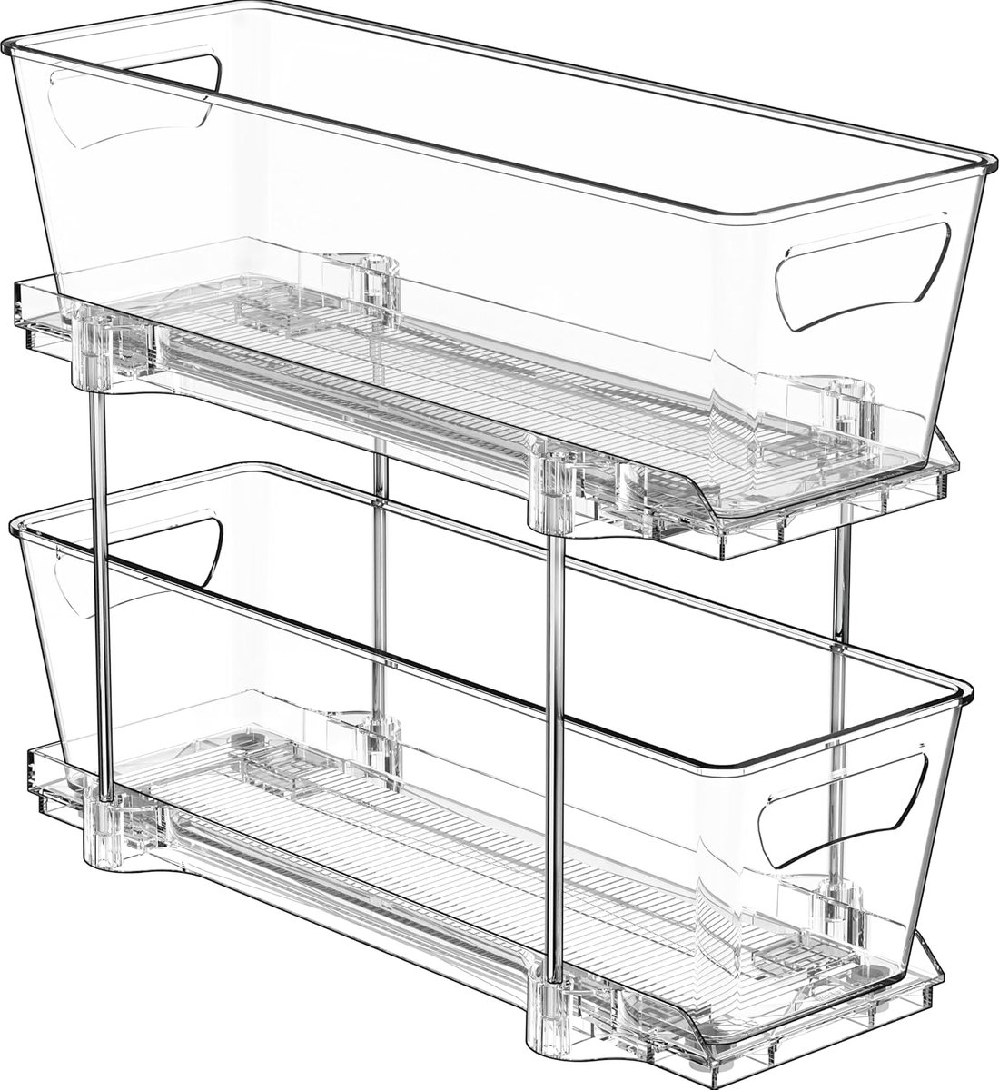 Lade Organizer - Keukenlade Inzet - Kast Opruimen - Dubbele Laag - 35x13x27 cm - Transparant