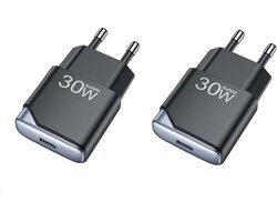 2 stuks OneOne 30W snellader met USB C poort. PD PPS Quick Charge lader. Platte GAN oplader adapter past op Kobo (Rakuten) eReader Elipsa, Elipsa 2E, Sage, Libra 2, Libra Colour, Clara 2E, Clara Colour, Clara BW - Kindle (Amazon) Scribe
