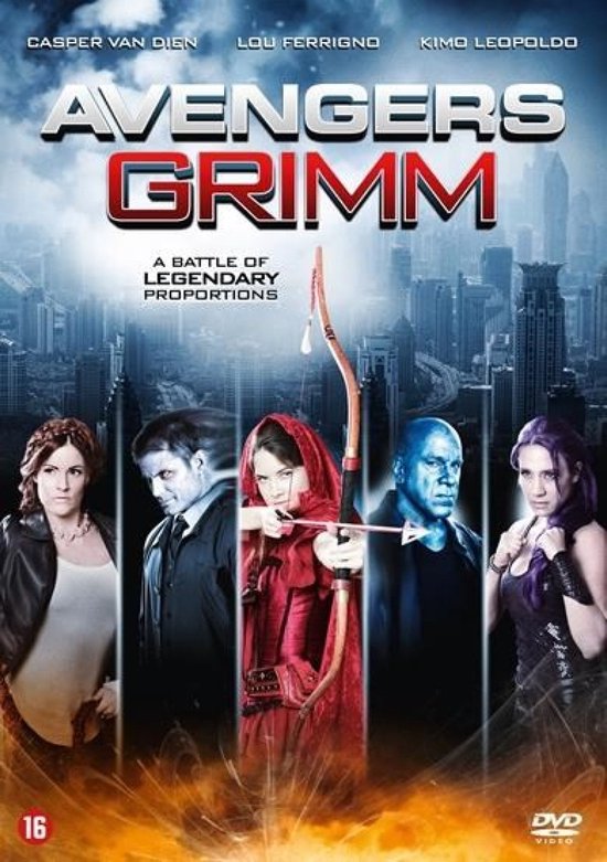 De Avengers Grimm poster met acteurs Casper Van Dien, Lou Ferrigno en Kimo Leopoldo. Inclusief de tekst "A Battle of Legendary Proportions".