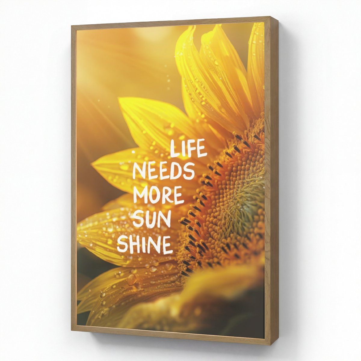 Wandlamp 60x90 cm - Oplaadbaar - Zonnebloem - Close up - Geel - Quote - Wandlampen binnen 