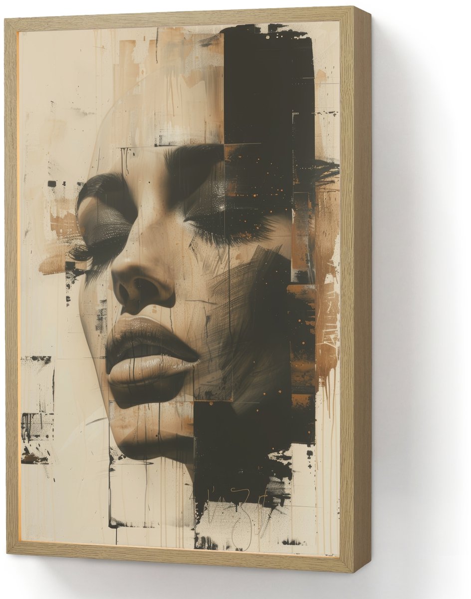 Wandlamp 40x60 cm - Oplaadbaar - Vrouw - Gezicht - Abstract - Kunst - Wandlampen binnen wo