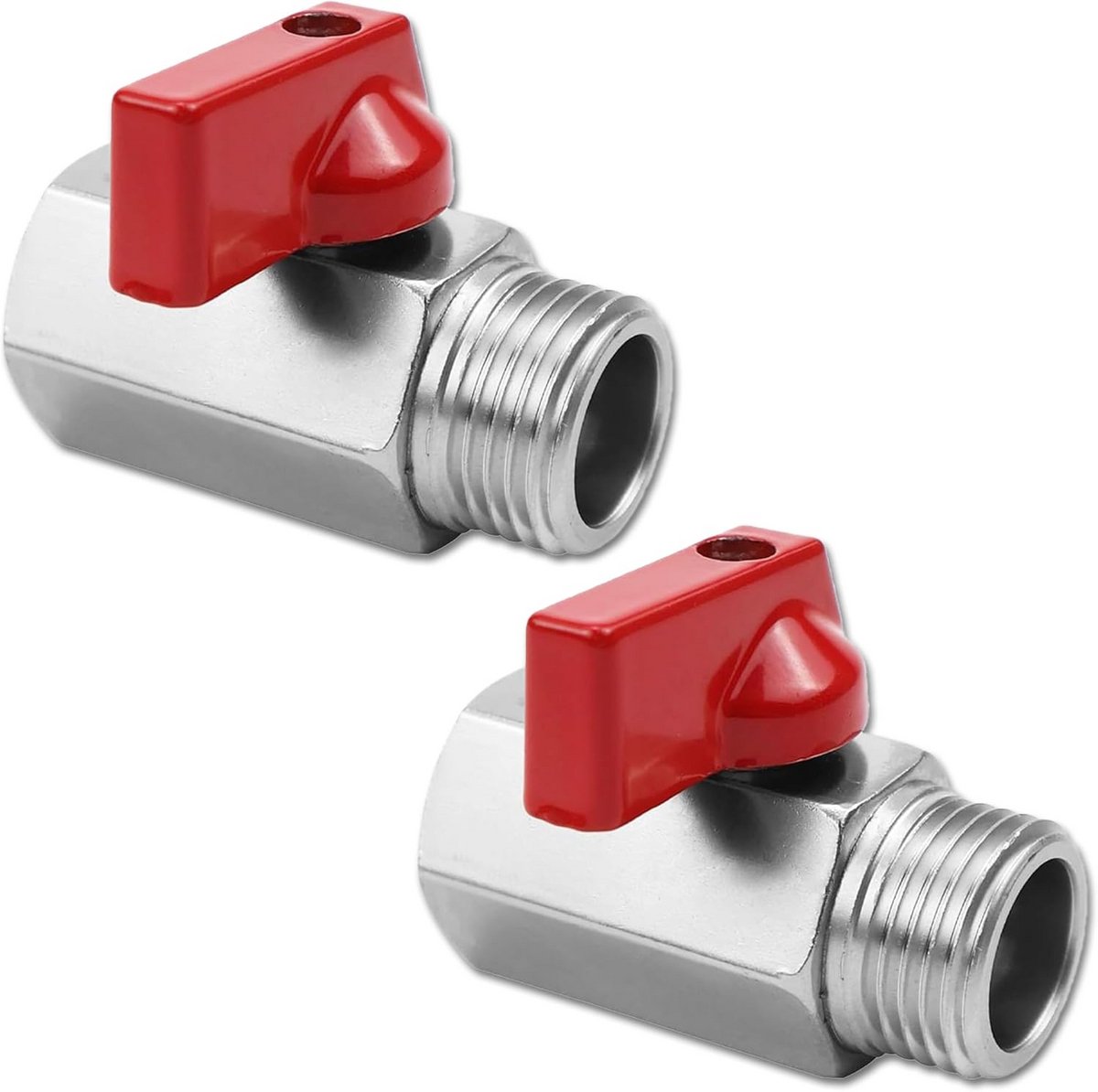 2 stuks Mini Kogelkraan 1/2 inch Buitendraad - Afsluitventiel voor Waterleidingen