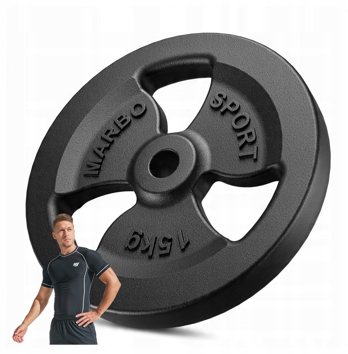 Marbo Sport - Halterschijf - Weight Plate - 15 kg - Gietijzer - Boring 31 mm - Voor krachttraining en thuisgym en Home Gym - Zwart