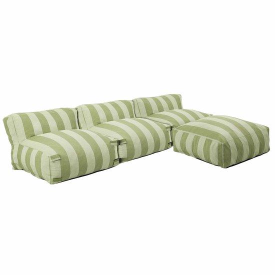 Oviala - Ensemble de jardin modulaire avec 3 fauteuils et 1 pouf cactus vert - Mixi