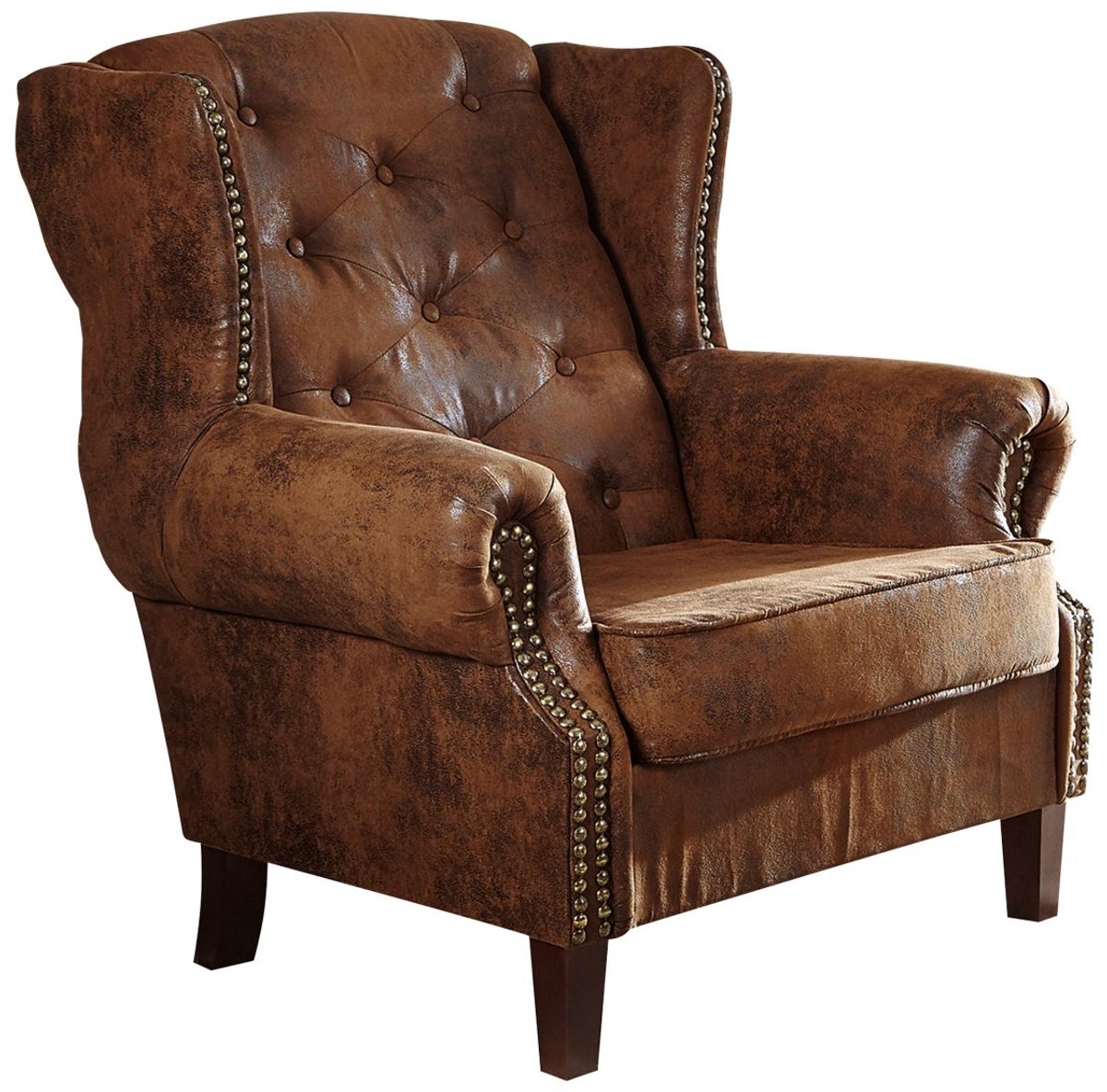 MASSIVMOEBEL24 .DE zetel CHESTERFIELD bruin 100% polyester 102 x 102 x 93 cm