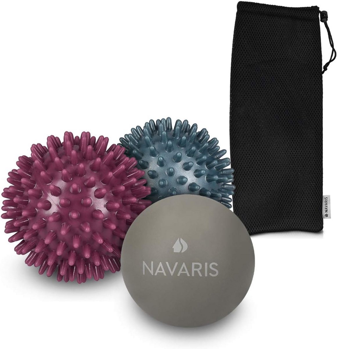 Set van 3 Massageballen - 2 Egelballen en 1 Glad Ballen voor Hand, Voet en Rugmassage