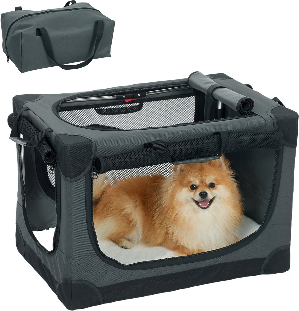 PawHut Dierendraagtas-600D Oxford-stof, roestvrij staal-60L x 42B x 43H cm-Groen