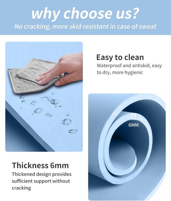 Grote extra brede trainingsmat - Antislip yogamat van 16 cm x 3 inch - Dikke oefenmat voor heren en dames — afbeelding 4