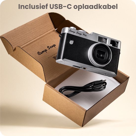 Campsnap Pro Digitale Camera - Schermvrije Retro Fotocamera - 16 Megapixel - 4 Ingebouwde Filters - 500 foto's - Minimalistisch Vintage Design - Met Xenon Flits - Oplaadbaar - 4GB - Zwart