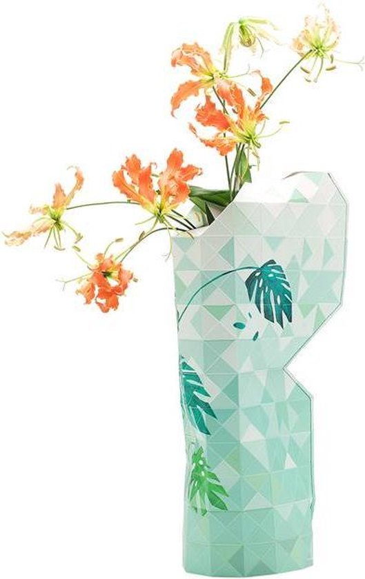 Tiny Miracles Duurzame Design Vaas Paper Vase Cover Jungle Leaves