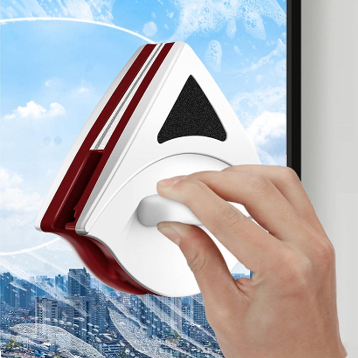 Nexvo® Magnetische Ramenwisser - Raamreiniger Magnetisch - Raamwisser - Rood/Wit - 16cm x 16cm x 16cm