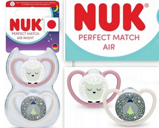 NUK Perfect Match Air Night Fopspeen - Glow in the Dark - 2 Stuks - Siliconen 6-18 maanden van Nuk — afbeelding 5