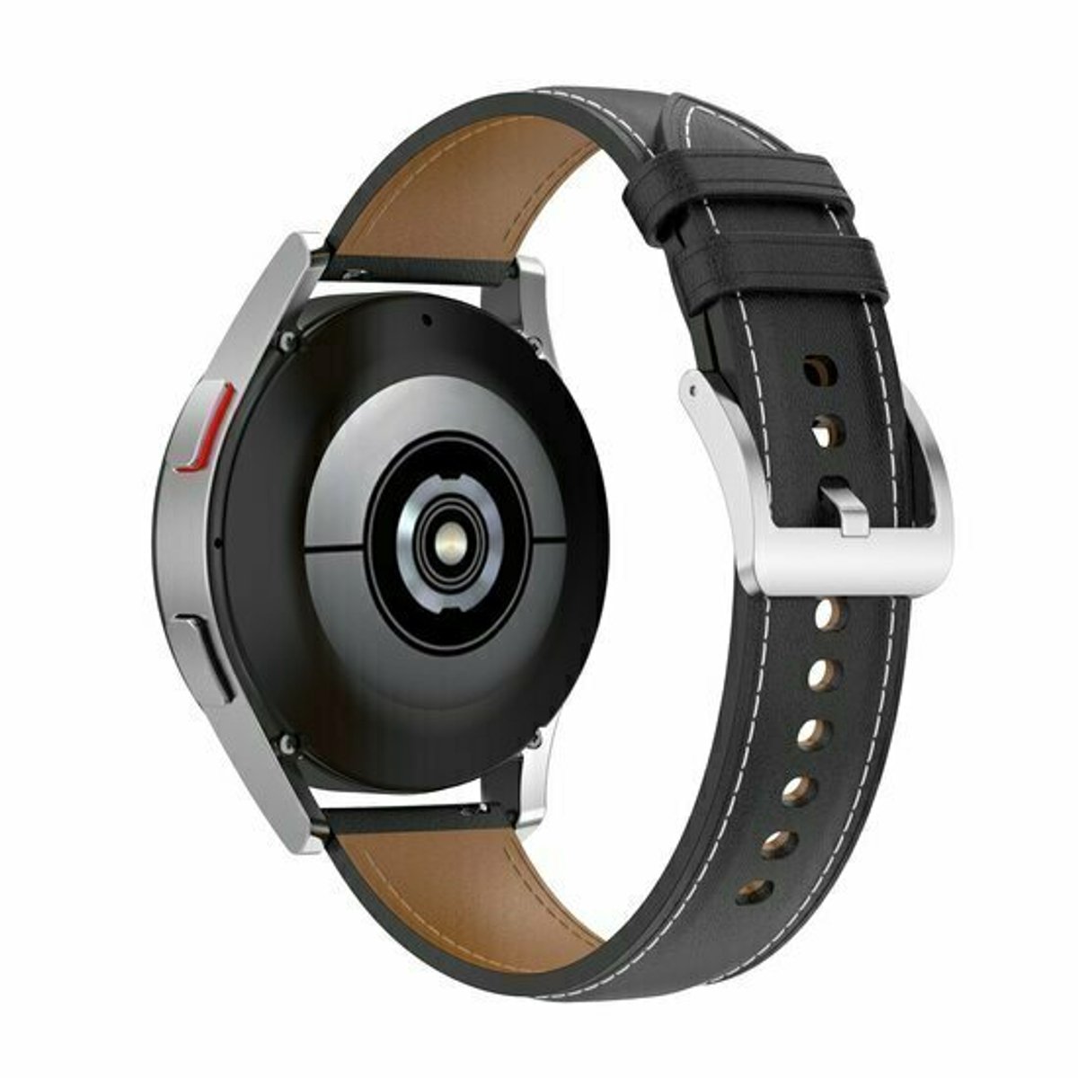 By Qubix - Luxe leren bandje - Zwart - geschikt voor Huawei Watch 5 - 46mm