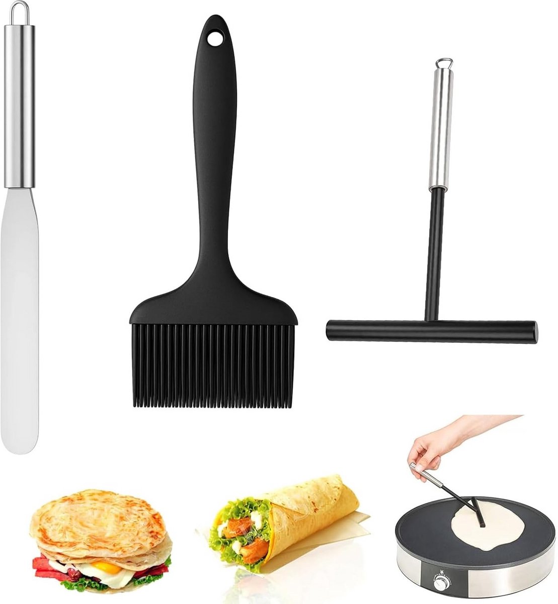 Set van 3 Crêpe Accessoires: Verdeelgereedschap en Keukenhulpmiddelen