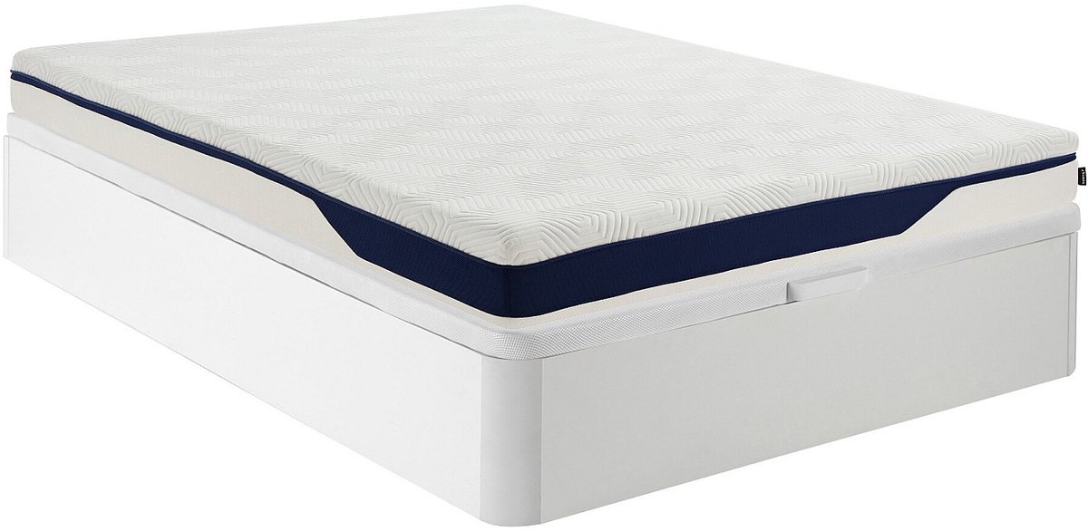 Vente-unique Set 160 x 200 cm bedbodem met opbergruimte wit + HD-schuimmatras 7 zones en afneembare tijk met gel-memory foam, dikte 22 cm - FAGANI van YSMÉE