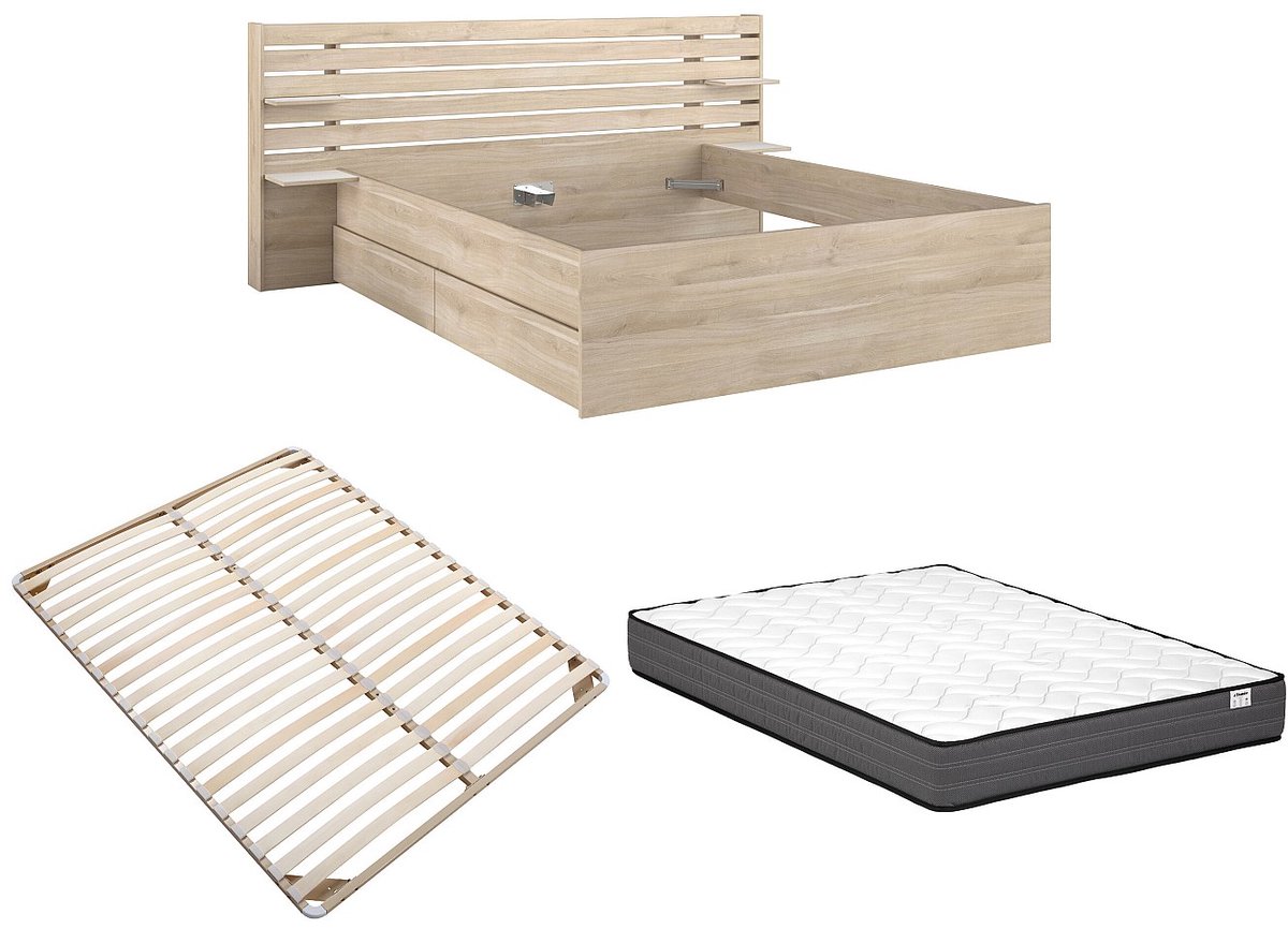 Vente-unique Bedframe hout natuurlijk licht 180 x 200 cm