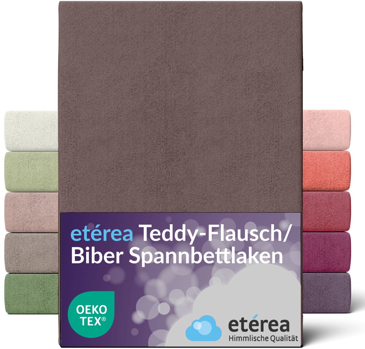 etérea Teddy pluizig Hoeslaken 140x200 - 160x200 cm - 80% Katoen 20% Polyester - Bruin