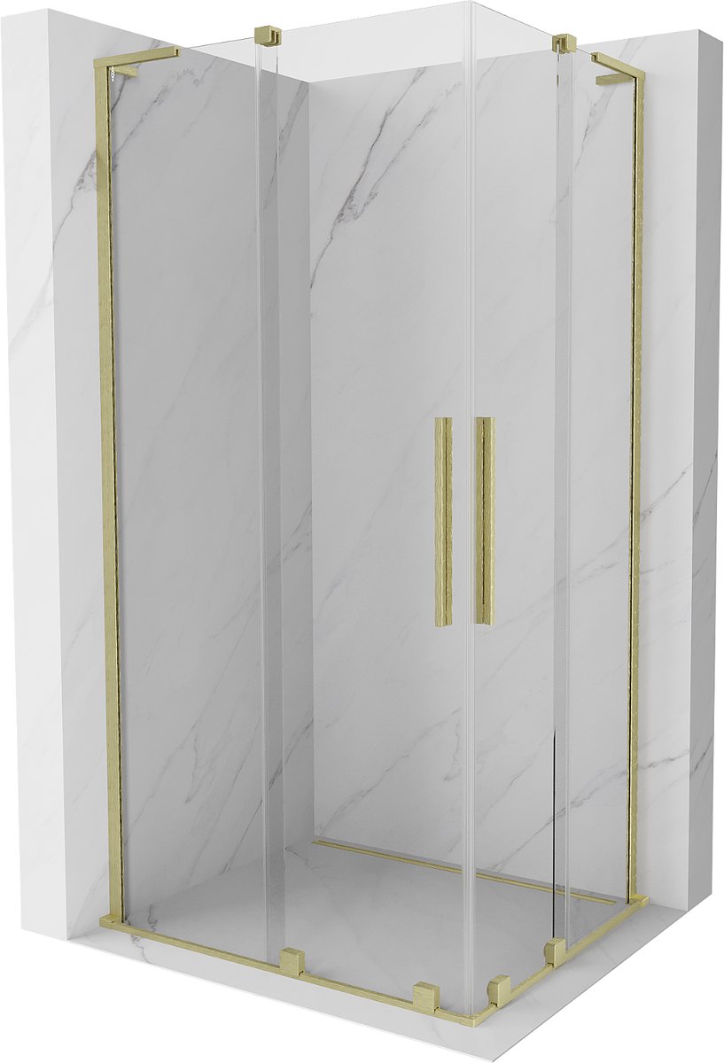 Mexen Velar L Duo schuifdouchecabine 100 x 90 , transparant, goud geborsteld - 871-100-090-02-03-55