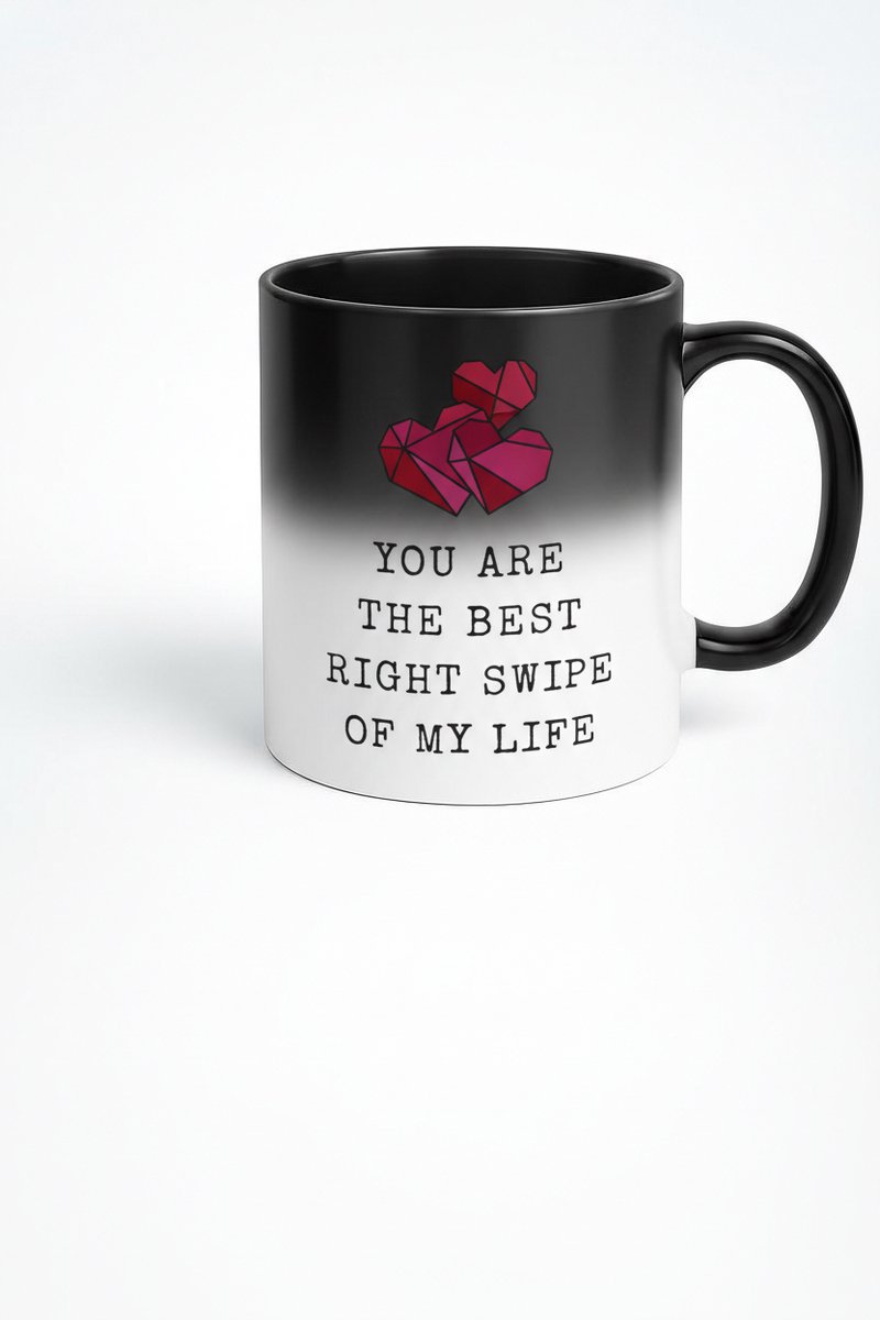 Magische Mok 'Best Right Swipe Of My Life' - Hittegevoelige Liefdesverklaring Mok met Hartjes