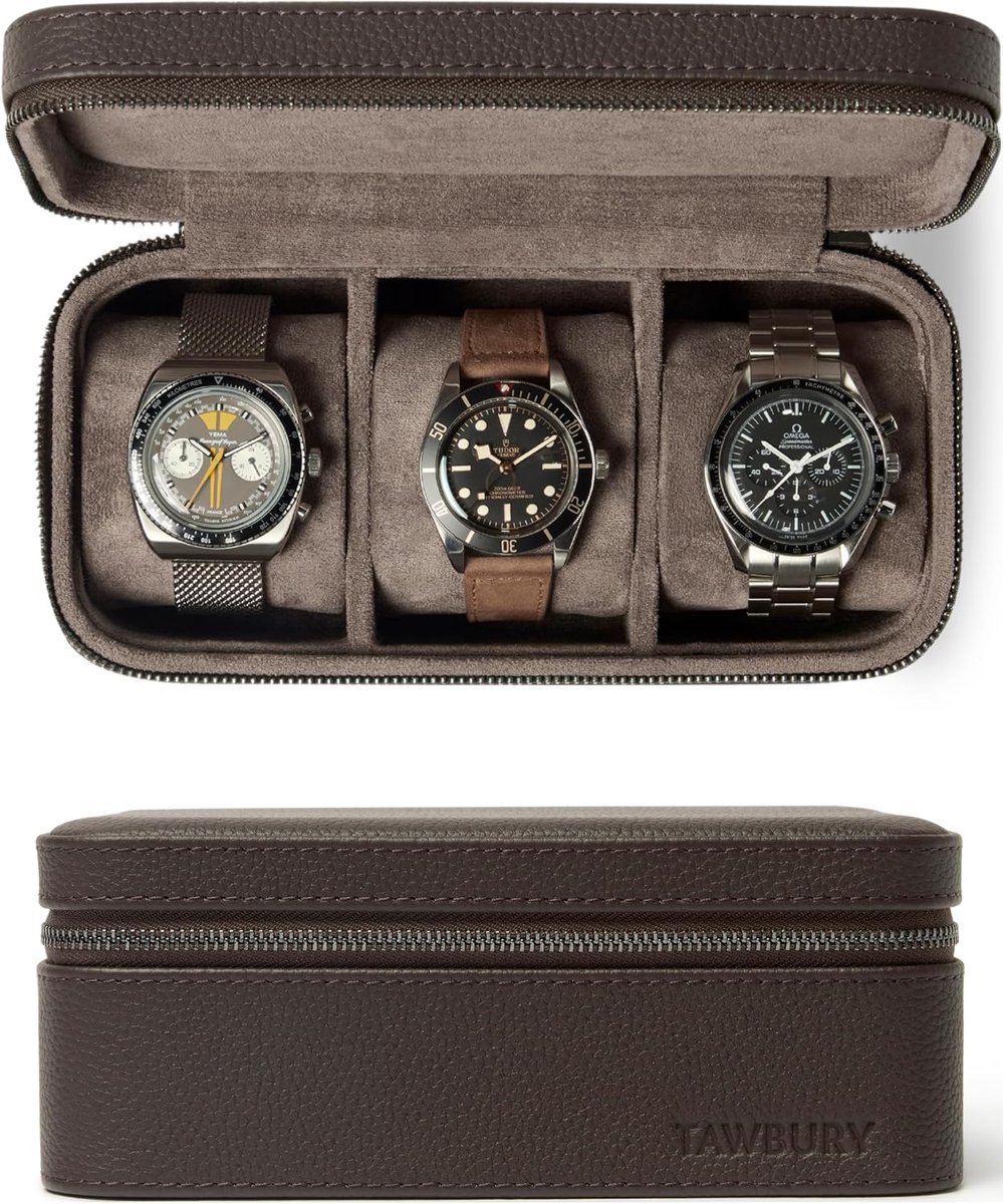 Horloge Koffer - Reis Etui - Veilig Transport - 3 Horloge Houders - 20.5x8x10cm - Bruin