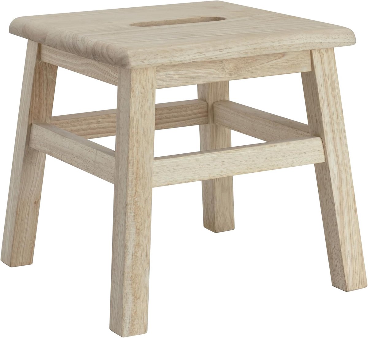 Houten Voetenbank - Ottomaan Krukje - Ontspannen Zitten - Massief Hout Constructie - 31 cm Hoog - Natuurlijk Hout