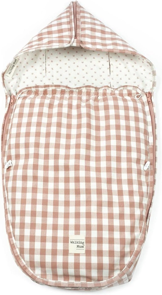 Baby Voetenzak - Kinderwagen Dek - Comfortabel Wandelen - Anti-transpiratie Rug - Universeel 80x41cm - Roze Vichy — afbeelding 5