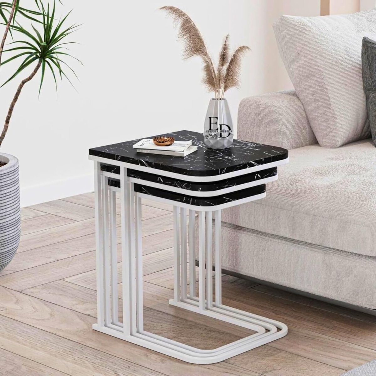 Stapelbare Tafels - Nesting Tafels - Woonkamer Meubel - Compact Stapelbaar - 47x40x56 cm -
