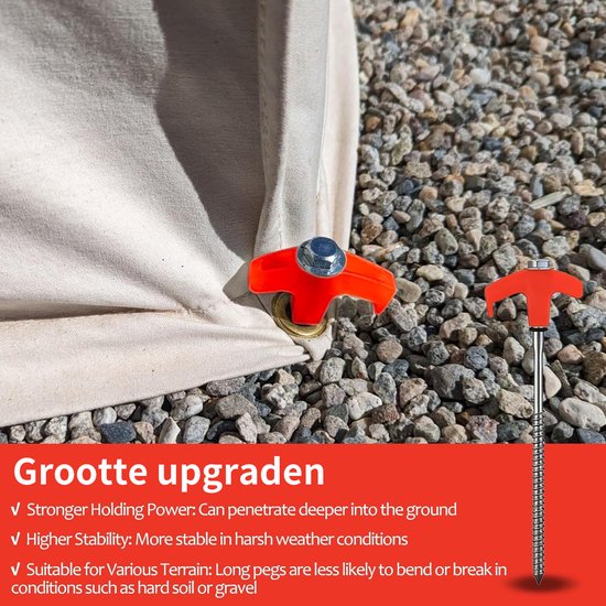 GOODEVN Schroefharingen 12 Stuks - Zware Metalen Tentharingen met Zeskantkop - Grondankers voor Tent, Luifel & Kamperen — afbeelding 3