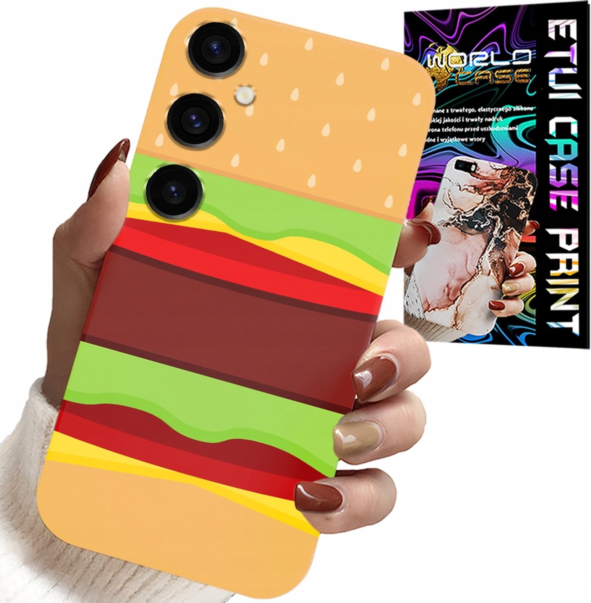 HOESJE VOOR SAMSUNG GALAXY S24 FE - HOESJE MET BURGER- EN CHEESEBURGER-OPDRACHT