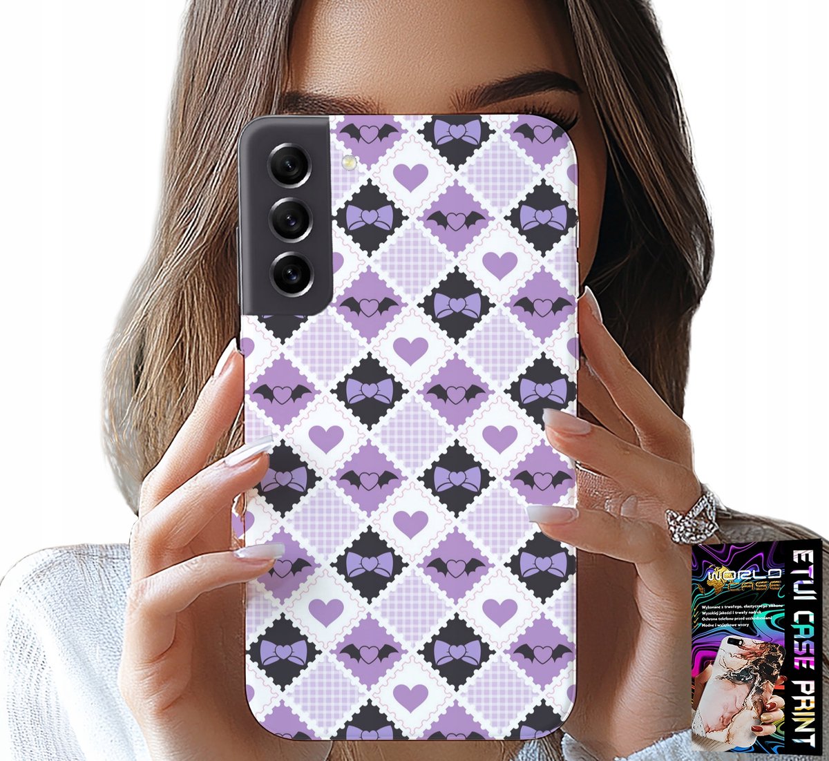 HOESJE VOOR SAMSUNG GALAXY S22 - MODIEUZE STRIK MET HARTJES + GLAS