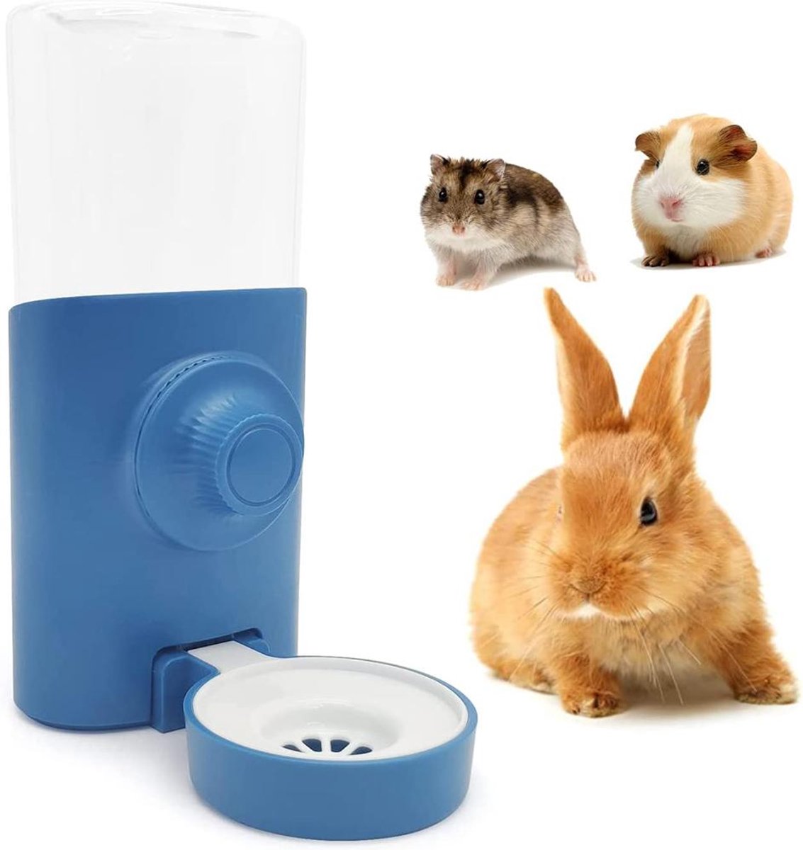 TuseRxln 600 ml Drinkfles voor Knaagdieren in Blauw - Innovatieve Sifon Waterdispenser met Vacuümzuignap – Ideaal als Hygiënische en Lekkagevrije Drinkbak voor Konijnen, Cavia’s en Hamsters