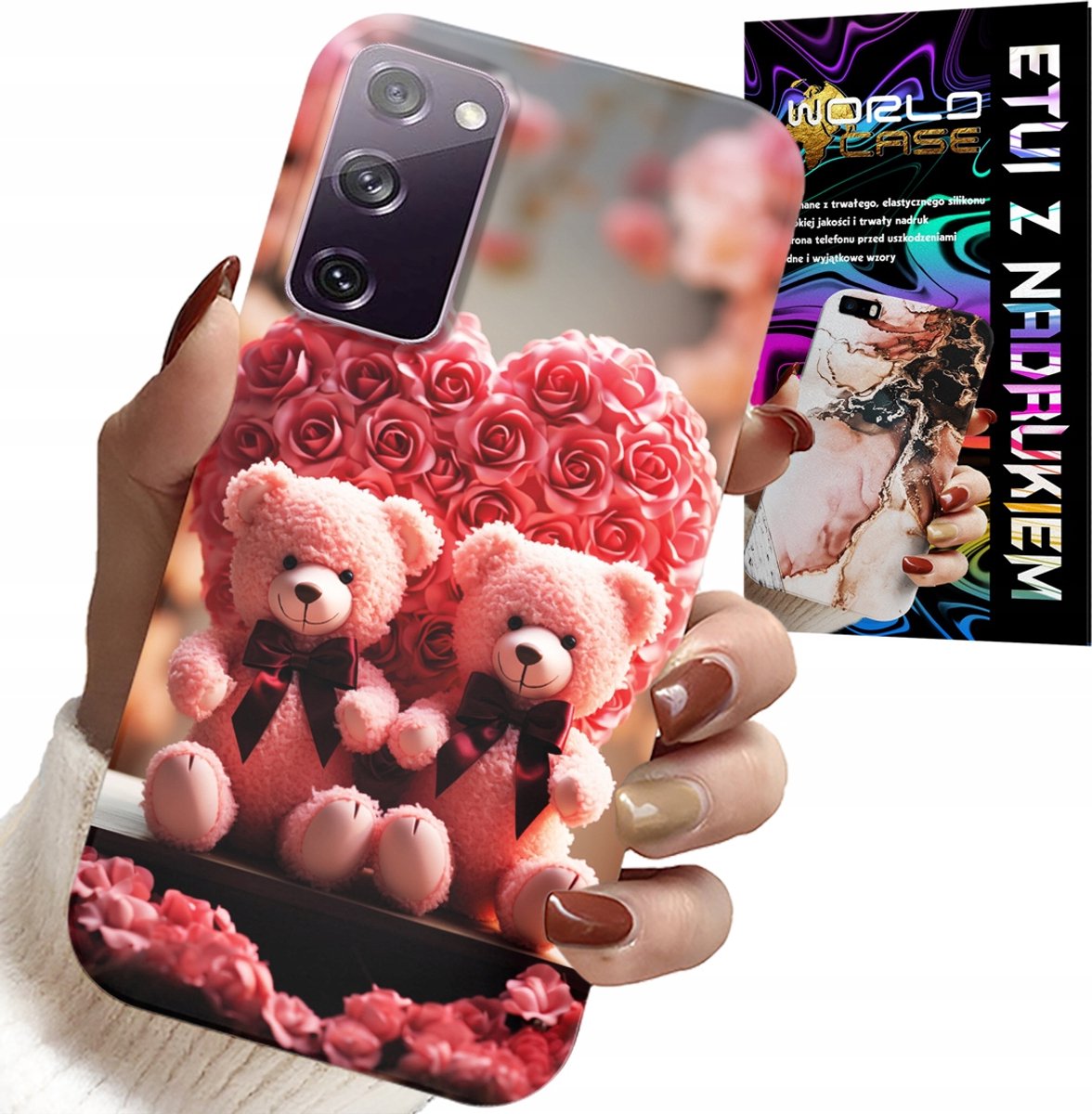 HOESJE VOOR SAMSUNG GALAXY S20 FE - ROSE BEAR FAMILY HEART + GLAS