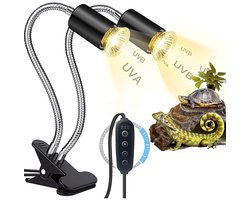 Dubbele warmtelamp voor terrarium / UVA-lamp voor reptielen