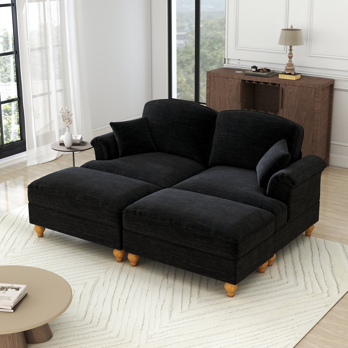 MODFU Modulaire Bank - Afneembare Rok En Verplaatsbare Hocker - Klassiek - Woonkamer - Che